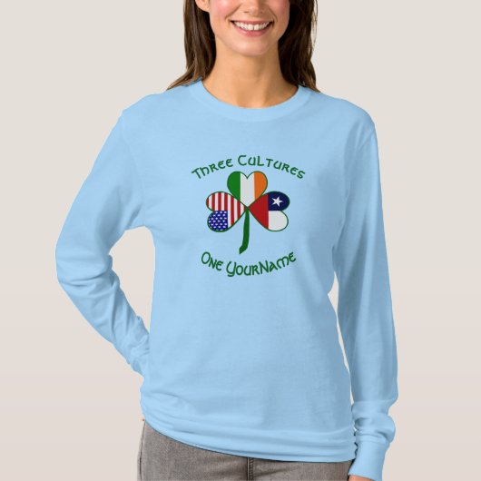Chileense Ierse Vlaggen van de VS Klavertjevier Pe T-shirt (Voorkant)