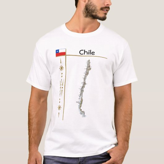 Chileense kaart + vlag + titel T-shirt (Voorkant)