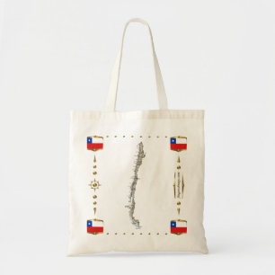 Chileense kaart + vlag tote bag