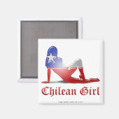 Chileense meisje silhouet vlag magneet (Voorkant / Achterkant)