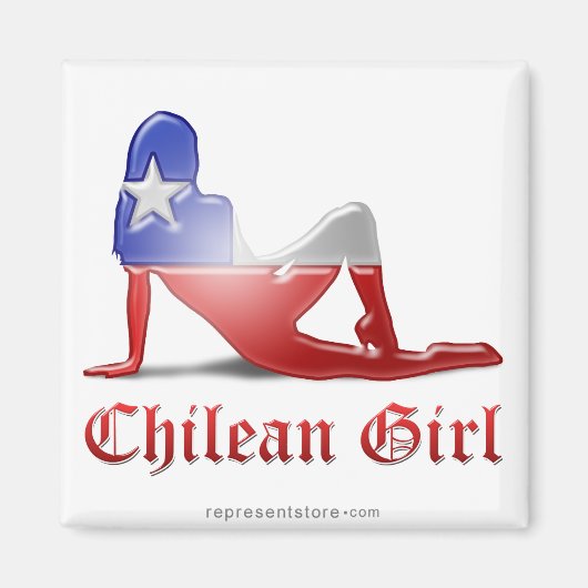 Chileense meisje silhouet vlag magneet (Voorkant)