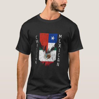 Chileense Mexicaanse vlaggen gescheurd Chili Mexic T-shirt