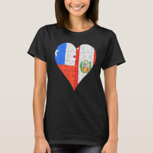 Chileense Peruaanse vlag hart T-shirt