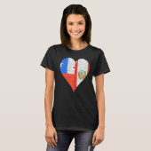 Chileense Peruaanse vlag hart T-shirt (Voorkant volledig)
