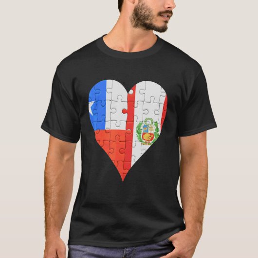 Chileense Peruaanse vlag hart T-shirt (Voorkant)