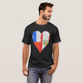 Chileense Peruaanse vlag hart T-shirt (Voorkant volledig)