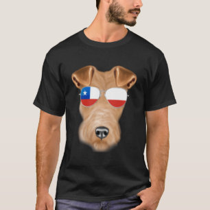 Chileense vlag draad Fox Terriër Hond Chili Pocket T-shirt