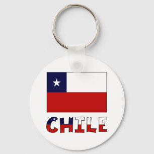 Chileense vlag en naam in kleur sleutelhanger