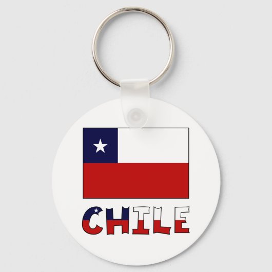 Chileense vlag en naam in kleur sleutelhanger (Voorkant)