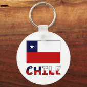 Chileense vlag en naam in kleur sleutelhanger (Voorkant)