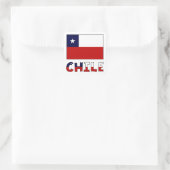Chileense vlag en naam in kleur vierkante sticker (Tas)