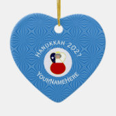 Chileense vlag Hanukkah Angel Abuela Naam Jaar Hea Keramisch Ornament (Voorkant)