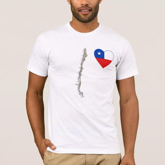 Chileense vlag — Hart en kaart T-Shirt (Voorkant)