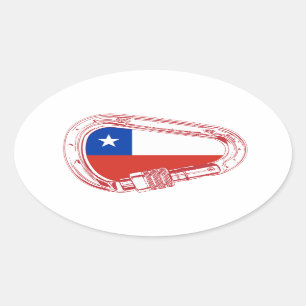 Chileense vlag Klimaatkarabiner Ovale Sticker
