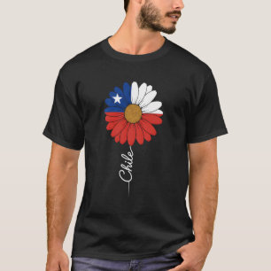 Chileense Vlag Madeliefje Bloem Patriottische Bloe T-shirt