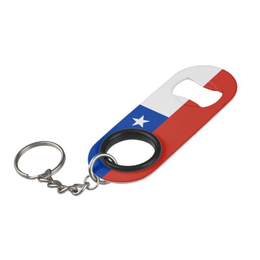 Chileense vlag mini flessenopener (Voorkant Gekanteld)