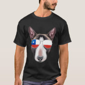 Chileense vlag Miniatuur Bull Terrier Hond Chili P T-shirt (Voorkant)