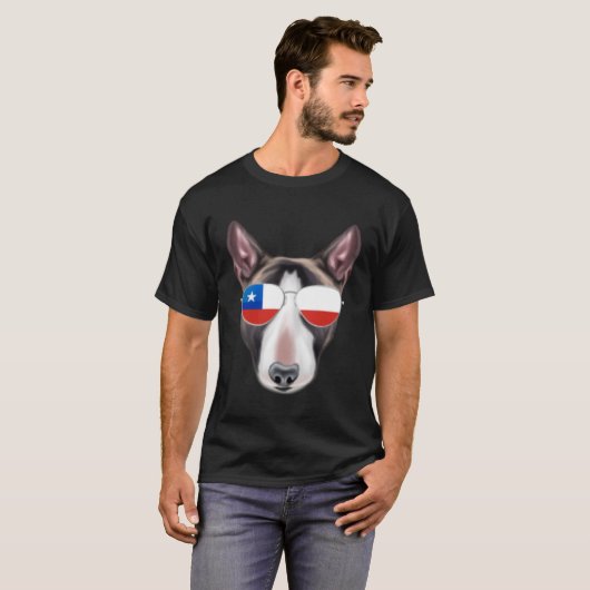 Chileense vlag Miniatuur Bull Terrier Hond Chili P T-shirt (Voorkant volledig)