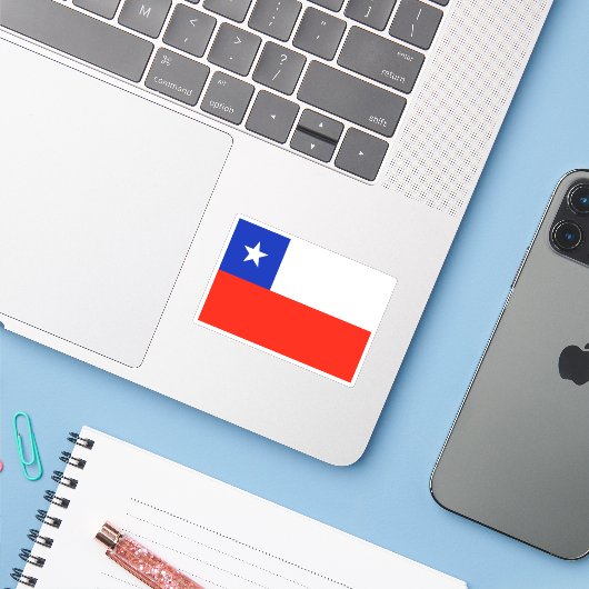 Chileense vlag sticker (Laptop met iPhone)