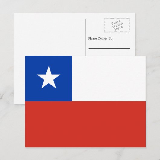 Chileense vlag, vlag van Chili Briefkaart (Voorkant / Achterkant)