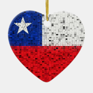 Chileense vlaggenglitterversiering keramisch ornament