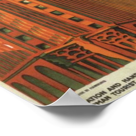 Chilehaus, Hamburg, Duitsland Vintage Travel Poster (Hoek)