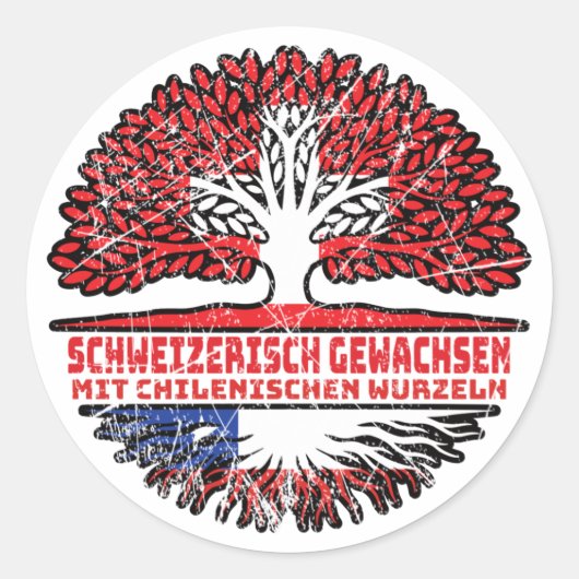Chilenisch Schweizer Schweiz Baum Wurzel Ronde Sticker (Voorkant)