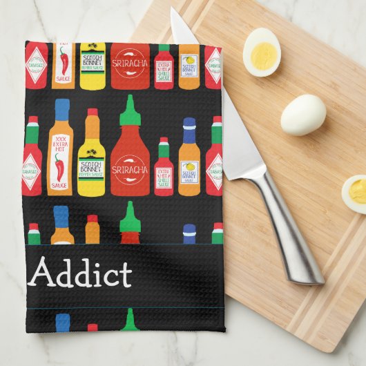 Chili Addict Chili Bottles Patroon Theedoek (Quarter Fold)
