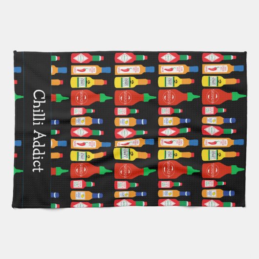 Chili Addict Chili Bottles Patroon Theedoek (Horizontaal)