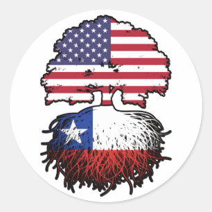 Chili - Amerikaanse vlag - boomstammen Ronde Sticker