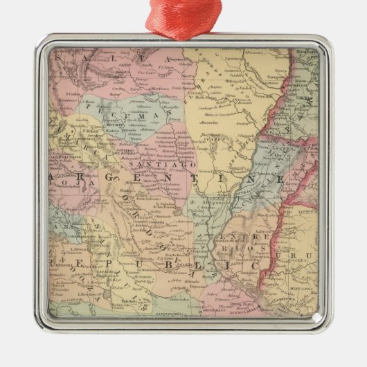Chili, Argentinië, Paraguay en Uruguay Metalen Ornament (Voorkant)