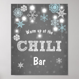 Chili Bar-bord Blauwe sneeuwvlokken Chilly Boy Poster