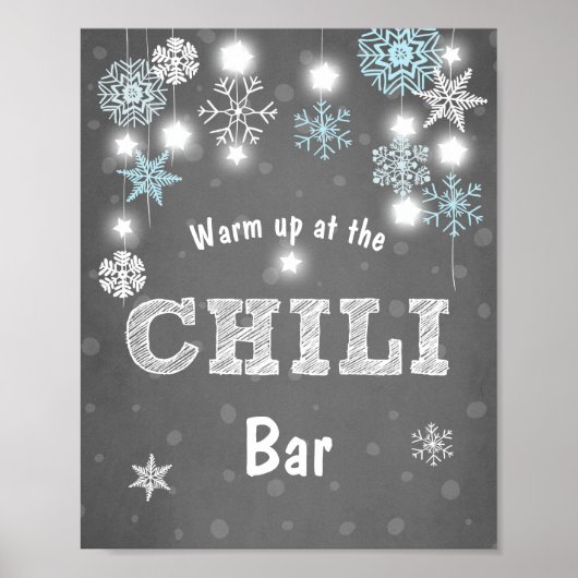 Chili Bar-bord Blauwe sneeuwvlokken Chilly Boy Poster (Voorkant)