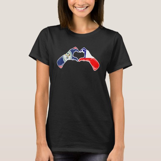 Chili Belize vlag Chileense Belizean Heart T-shirt (Voorkant)