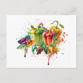 Chili & Bell Peppers Splatter Art Briefkaart (Voorkant)