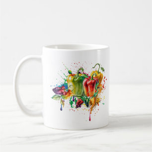 Chili & Bell Peppers Splatter Art Koffiemok