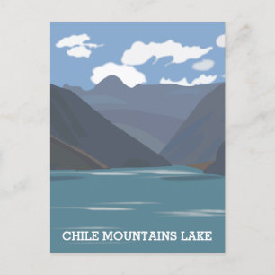 Chili Bergmeer Landschap Illustratie Reizen Briefkaart