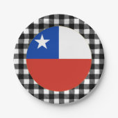 Chili Bord, buffelpleister en Chileense vlag Papieren Bordje (Voorkant)