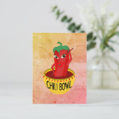 Chili Bowl Cartoon Tekening Briefkaart (Staand voorkant)