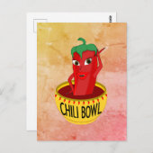 Chili Bowl Cartoon Tekening Briefkaart (Voorkant / Achterkant)