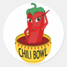 Chili Bowl Cartoon Tekening Ronde Sticker