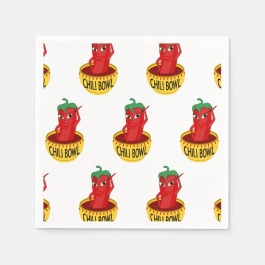 Chili Bowl Cartoon tekenpatroon Servet (Voorkant)