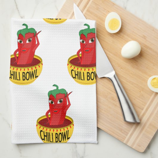 Chili Bowl Cartoon tekenpatroon Theedoek (Quarter Fold)