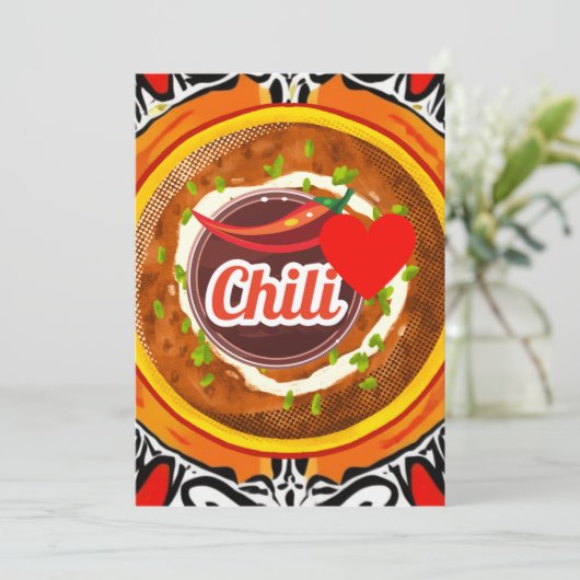 Chili Bowl Feestdagenkaart (Staand voorkant)