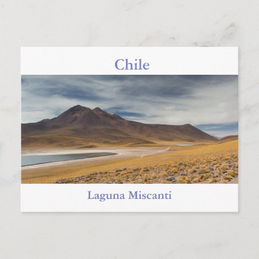 Chili - briefkaart Laguna Miscanti met tekst (Voorkant)