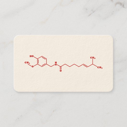 Chili Capsaicin Molecular Chemical Formula Visitekaartje (Voorkant)