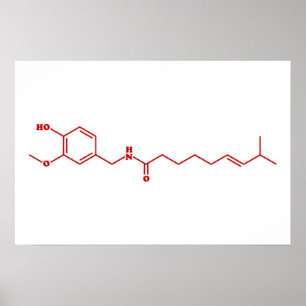 Chili Capsaïcine Moleculaire Chemische Formule Poster