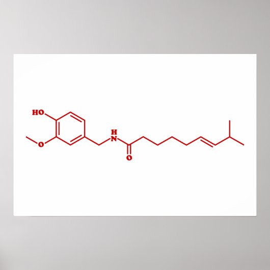 Chili Capsaïcine Moleculaire Chemische Formule Poster (Voorkant)