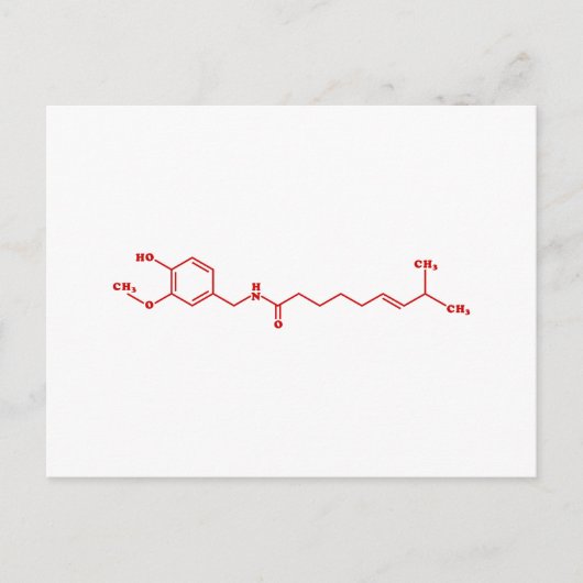Chili Capsaicine Molecular Chemical Formule Briefkaart (Voorkant)