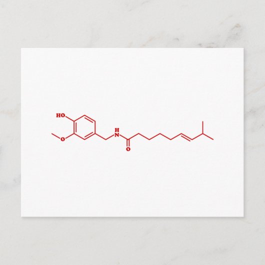 Chili Capsaicine Molecular Chemical Formule Briefkaart (Voorkant)